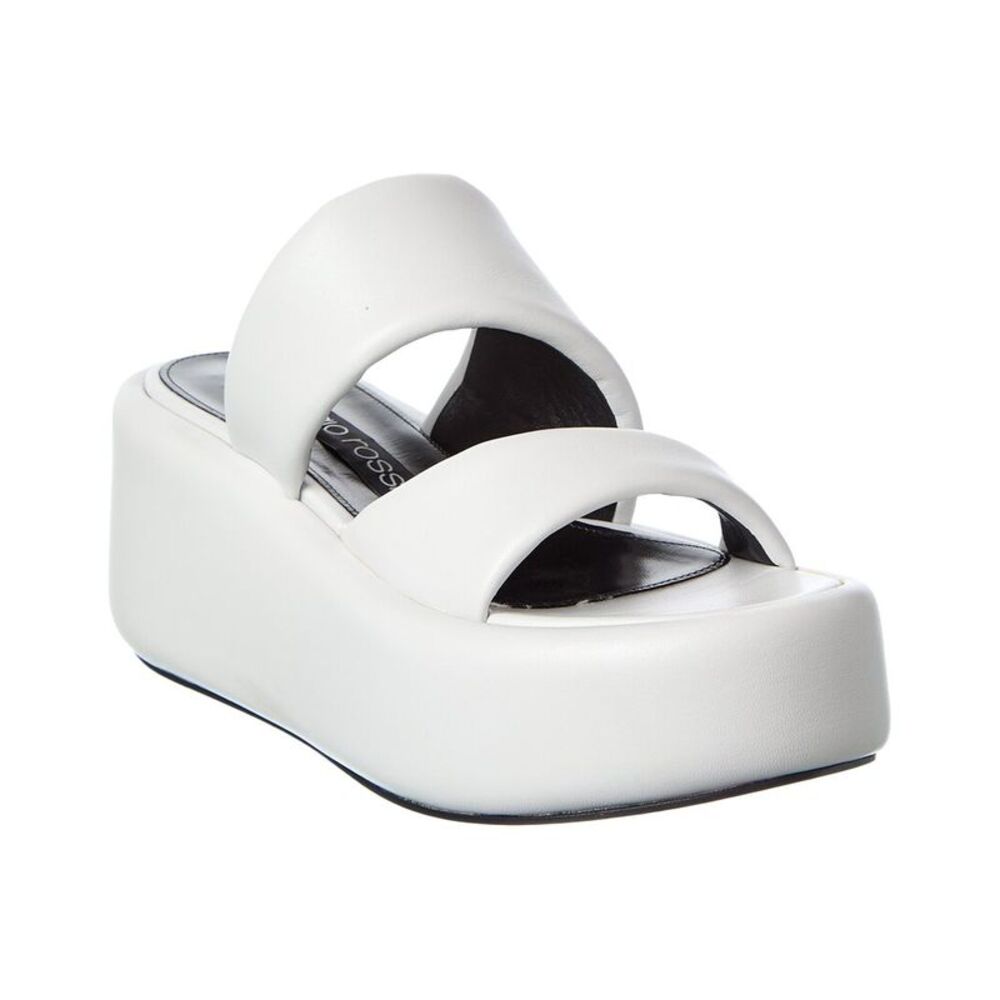 Sergio Rossi Spongy 10 Leather Platform Sandal, White